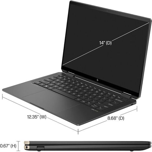 HP Spectre x360 2-in-1 Laptop / 14" 120hertz Touchscreen/Intel Evo Core Ultra 7 155H 16 Cores / 16GB LPDDR5 1TB NVMe SSD M.2 / Backlit KB FP Thunderbolt 4 Wi-Fi 6E 9MP IR Camera / Win11 Pro in Saudi Arabia