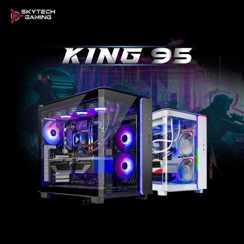 كمبيوتر الألعاب Skytech Gaming King 95، AMD Ryzen 7 9800X3D 4.7 جيجا هرتز، AMD RX 9070XT 16 جيجا بايت VRAM، 2 تيرابايت Gen4 NVMe SSD، 32 جيجا DDR5 RAM 6000، 850 وات Gold ATX 3 PSU، 360 ARGB AIO، Wi-Fi، Win 11، سطح المكتب in Kuwait