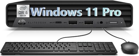كمبيوتر HP EliteDesk 800 G6 Mini Business Desktop، Intel i5-10500 - 6 نواة، 512 جيجا SSD، 16 جيجا DDR4 RAM، Windows 11 Pro، Wi-Fi، ماوس، لوحة مفاتيح، منفذ عرض (متجدد) in Kuwait