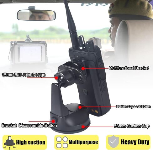 Universal Two-Way Radio & Microphone Mount with Heavy-Duty Sticky Gel Pad Suction Cup Base – Compatible with BaoFeng Kenwood Midland Motorola Radio or Micorphone with Back-Clip or Round Knob in Saudi Arabia