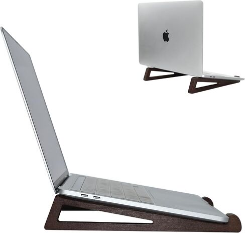 حامل كمبيوتر محمول من الخيزران للمكتب - حامل مريح وموفر للمساحة وخفيف الوزن لأجهزة الكمبيوتر المحمولة وأجهزة iPad والأجهزة اللوحية (بني) in Kuwait