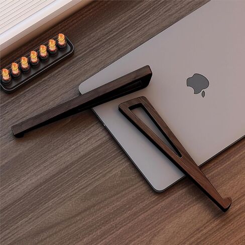 حامل كمبيوتر محمول من الخيزران للمكتب - حامل مريح وموفر للمساحة وخفيف الوزن لأجهزة الكمبيوتر المحمولة وأجهزة iPad والأجهزة اللوحية (بني) in Kuwait