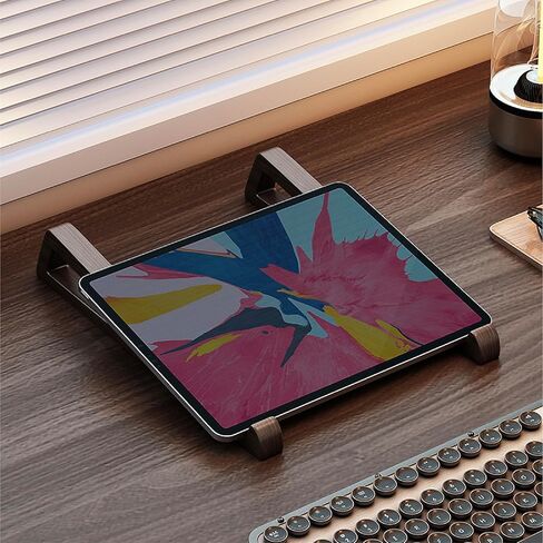 حامل كمبيوتر محمول من الخيزران للمكتب - حامل مريح وموفر للمساحة وخفيف الوزن لأجهزة الكمبيوتر المحمولة وأجهزة iPad والأجهزة اللوحية (بني) in Kuwait