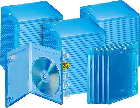 حافظات Blu-ray الأصلية - صناديق Blu-ray بديلة بجودة الاستوديو | 1 علبة تخزين القرص | مقاس قياسي 12 مم | حافظات بلو راي صديقة للبيئة - مجموعة من 10/25/50/75/100 في صندوق (25) in Saudi Arabia