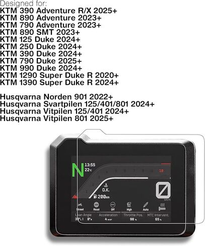 واقي شاشة من الزجاج المقوى لـ KTM 390/790/890 Adventure، KTM 125/250/390/790/990 Duke، KTM 1290/1390 Super DukeR Motorcycle 5 بوصة شاشة أداة 9H (HD شفاف) in Saudi Arabia