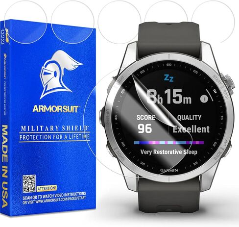 حزمة من 6 قطع من ArmorSuit لـ Garmin Fenix ​​7S / 7S Pro 42 مم (طاقة شمسية/ياقوتية شمسية) / واقي شاشة Epix Pro 42 مم MilitaryShield HD Clear Film - صنع في الولايات المتحدة الأمريكية in Kuwait