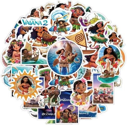 100 قطعة من ملصقات Moana الكرتونية من PVC، هدايا لأجهزة الكمبيوتر المحمول وزجاجة مياه ولوح التزلج ومستلزمات الحفلات للمراهقين والأولاد والبنات in Kuwait