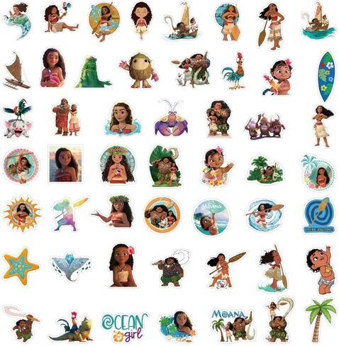 100 قطعة من ملصقات Moana الكرتونية من PVC، هدايا لأجهزة الكمبيوتر المحمول وزجاجة مياه ولوح التزلج ومستلزمات الحفلات للمراهقين والأولاد والبنات in Kuwait