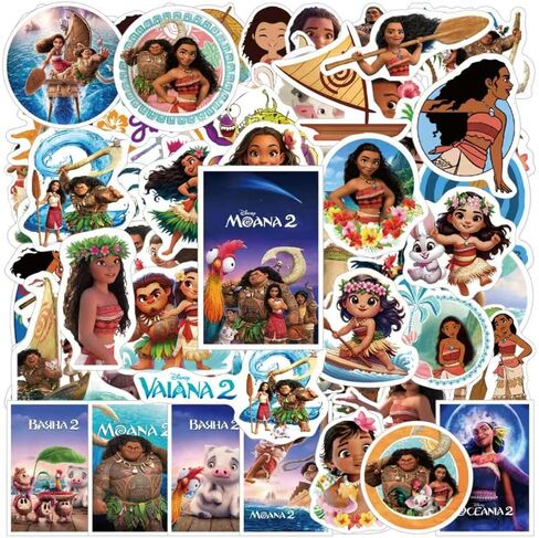 100 قطعة من ملصقات Moana الكرتونية من PVC، هدايا لأجهزة الكمبيوتر المحمول وزجاجة مياه ولوح التزلج ومستلزمات الحفلات للمراهقين والأولاد والبنات in Kuwait