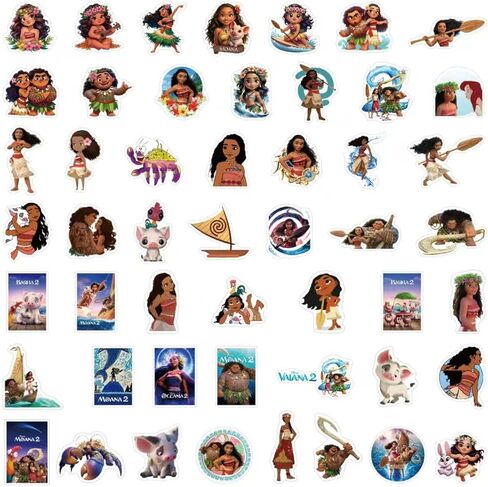100 قطعة من ملصقات Moana الكرتونية من PVC، هدايا لأجهزة الكمبيوتر المحمول وزجاجة مياه ولوح التزلج ومستلزمات الحفلات للمراهقين والأولاد والبنات in Kuwait