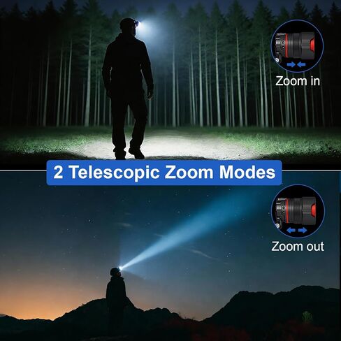 Headlamp Rechargeable– Super Bright LED Headlight with Motion Sensor, Zoomable & 90° Adjustable, IPX7 Waterproof, Long Runtime Head Lights for Outdoor, Camping, Hiking, Running, Fishing in Saudi Arabia