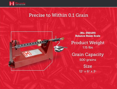 مقياس شعاع Hornady Lock-N-Load - مقياس مسحوق تناظري لإعادة تحميل المهام - من 0 إلى 500 نطاق قياس دقيق للحبوب، دقيق حتى 0.1 حبة - سهل القراءة، مقياس محفور بالليزر - العنصر 050109 in Kuwait