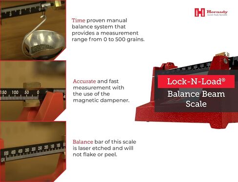 مقياس شعاع Hornady Lock-N-Load - مقياس مسحوق تناظري لإعادة تحميل المهام - من 0 إلى 500 نطاق قياس دقيق للحبوب، دقيق حتى 0.1 حبة - سهل القراءة، مقياس محفور بالليزر - العنصر 050109 in Kuwait