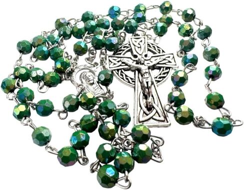 Westmon Works St Patrick Rosary and Card Gift Set Green Bead Rosary with Patron Saint of Ireland Prayer Catholic Pack for Irish Devotion and Feast Day March 17th in Saudi Arabia