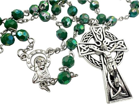 Westmon Works St Patrick Rosary and Card Gift Set Green Bead Rosary with Patron Saint of Ireland Prayer Catholic Pack for Irish Devotion and Feast Day March 17th in Saudi Arabia