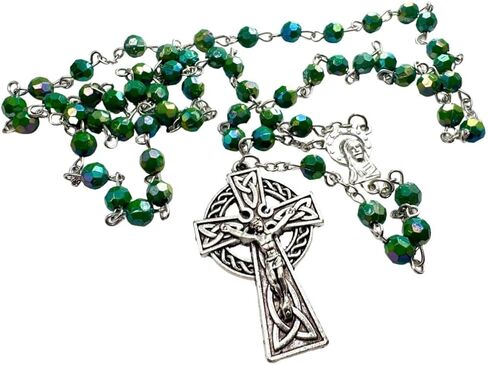 Westmon Works St Patrick Rosary and Card Gift Set Green Bead Rosary with Patron Saint of Ireland Prayer Catholic Pack for Irish Devotion and Feast Day March 17th in Saudi Arabia