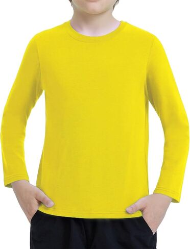 Kids Cotton Plain T-Shirt Lightweight T Shirt Short/Long Sleeve Boys Girls Tee Tops Classic Shirts for Age 3-14 Years in Saudi Arabia
