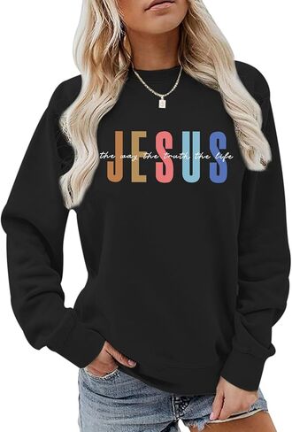 Christian Sweatshirts for Women Jesus Sweatshirt Religious Faith Inspirational Bible Verse Long Sleeve Pullover Tops in Saudi Arabia
