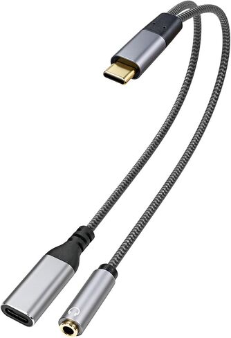 Cyberguys USB C Headphone and Charger Adapter, 2-in-1 USB C to 3.5mm Audio & Charging Splitter, Type-C to Aux & Charger Cable Compatible with iPhone 16/15 Samsung Galaxy S24/S23 Pixel iPad Pro MacBook in Saudi Arabia
