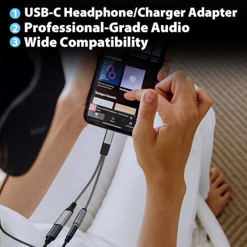 Cyberguys USB C Headphone and Charger Adapter, 2-in-1 USB C to 3.5mm Audio & Charging Splitter, Type-C to Aux & Charger Cable Compatible with iPhone 16/15 Samsung Galaxy S24/S23 Pixel iPad Pro MacBook in Saudi Arabia
