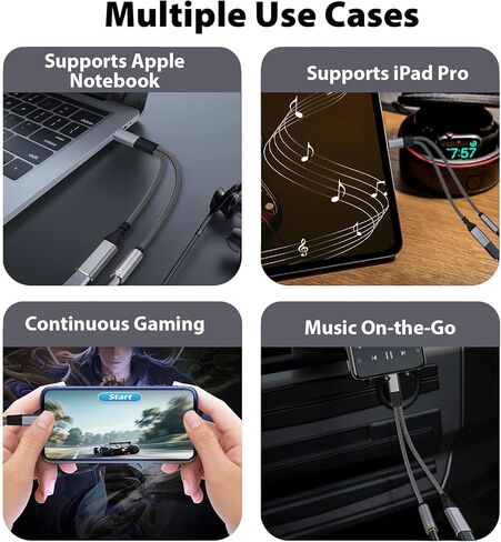 Cyberguys USB C Headphone and Charger Adapter, 2-in-1 USB C to 3.5mm Audio & Charging Splitter, Type-C to Aux & Charger Cable Compatible with iPhone 16/15 Samsung Galaxy S24/S23 Pixel iPad Pro MacBook in Saudi Arabia