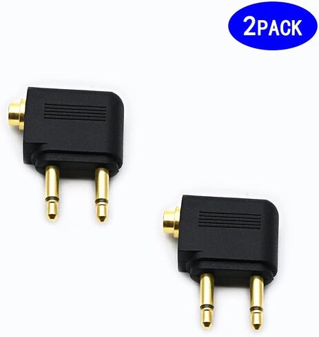 3.5mm Male to 3.5mm Female Airplane Headphone Adapter Gold Plated (2 Pack) in Saudi Arabia