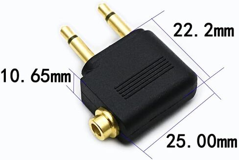 3.5mm Male to 3.5mm Female Airplane Headphone Adapter Gold Plated (2 Pack) in Saudi Arabia