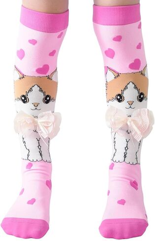 جوارب للفتيات حتى الركبة، جوارب مجنونة للأطفال مع زهور ثلاثية الأبعاد، جوارب ناعمة قابلة للتمدد للفتيات (وردي وردي وأرجواني) in Kuwait