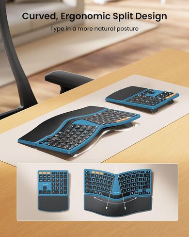 ProtoArc Bluetooth Ergonomic Keyboard and Ergonomic Mouse - Blue in Saudi Arabia