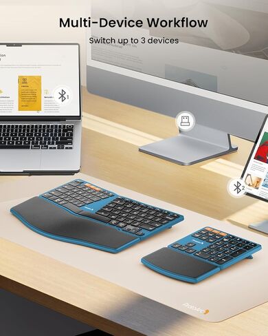 ProtoArc Bluetooth Ergonomic Keyboard and Ergonomic Mouse - Blue in Saudi Arabia