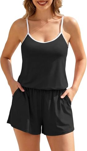 Smismivo Swim Romper with Built in Bra and Pockets One Piece Swimsuit Women Cute Color Block Bathing Suits in Saudi Arabia