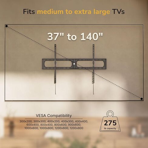 Mount-It! Heavy-Duty Tilting TV Wall Mount for 98–140 Inch TVs, 275 lb Capacity, Low Profile Tilt Bracket, 4× Load Tested Steel Mount, Max VESA 1200×800 in Saudi Arabia