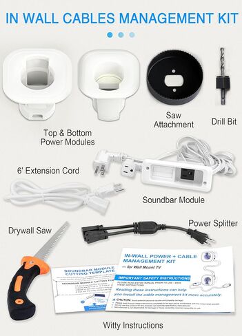 in-Wall Cable Management Kit for TV & Soundbar - Conceal Power & AV Cables, Includes Hole Saw Drill Attachment & Drywall Hand Saw for Easy Installation in Saudi Arabia