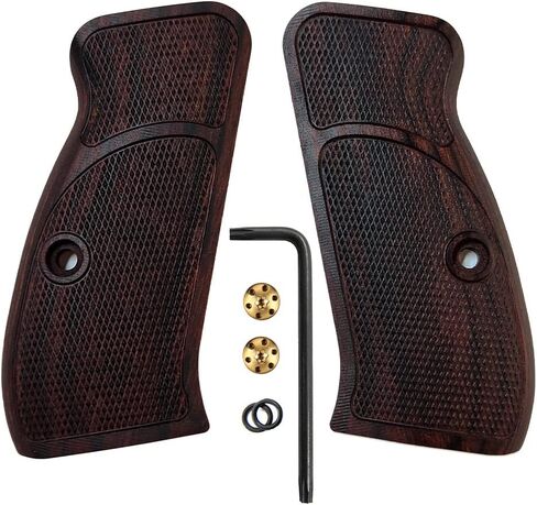 Cool Hand Wood Grips for CZ 75/85 Compact, CZ P-01, P100, C100, T100, PCR, CZ 75 D, Gun Grips Screws Included, Checker Diamond Cut Texture in Saudi Arabia