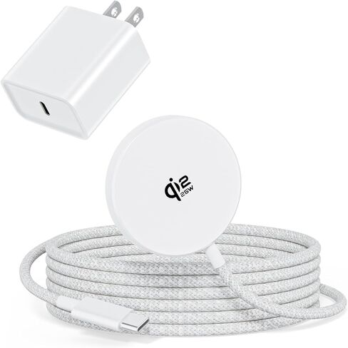 [25W/6FT] شاحن آمن iPhone 17 Mag مجدول، معتمد من Qi2.2، شاحن Apple Mag-Safe مع شحن 35W متوافق مع iPhone 17 Pro Max/16 Plus/16/15 Plus/15/Air/14/13 mini/12 mini، AirPods Pro 3 in Kuwait
