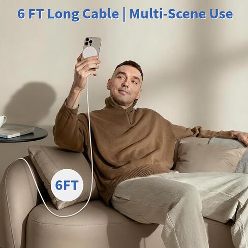 [25W/6FT] شاحن آمن iPhone 17 Mag مجدول، معتمد من Qi2.2، شاحن Apple Mag-Safe مع شحن 35W متوافق مع iPhone 17 Pro Max/16 Plus/16/15 Plus/15/Air/14/13 mini/12 mini، AirPods Pro 3 in Kuwait