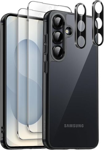 JETech Case for Samsung Galaxy S25 Ultra 5G with 2-Pack Each Tempered Glass Screen Protector and Camera Lens Protector, 5 in 1 Non-Yellowing Shockproof Bumper Phone Cover (Titanium Gray) in Saudi Arabia