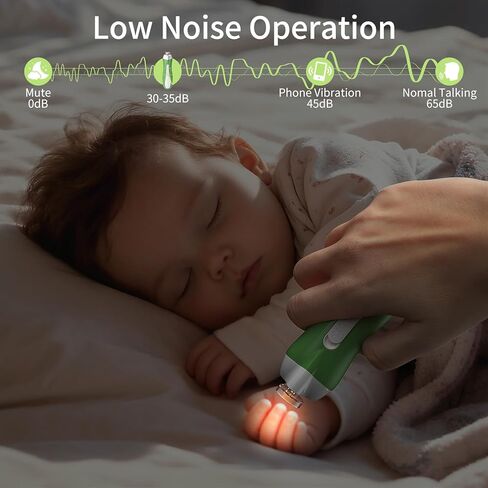 مبرد أظافر كهربائي للأطفال، ماكينة تشذيب أظافر الأطفال مع 6 رؤوس جلخ لحديثي الولادة والرضع والأطفال الصغار والبالغين، مقص أظافر كهربائي هادئ بمصباح LED، علبة تحمل علامة الاستخدام in Kuwait