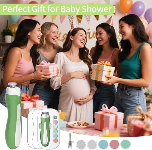 مبرد أظافر كهربائي للأطفال، ماكينة تشذيب أظافر الأطفال مع 6 رؤوس جلخ لحديثي الولادة والرضع والأطفال الصغار والبالغين، مقص أظافر كهربائي هادئ بمصباح LED، علبة تحمل علامة الاستخدام in Kuwait