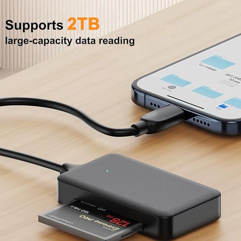 Memory Card Reader, 4in1 USB 3.0 and USB-C to SD Micro SD MS CF Card Reader Adapter, 4 Cards Simultaneously Read and Write, Compatible with iPhone 15 Series, MacBook Pro/Air 2023, and More in Saudi Arabia