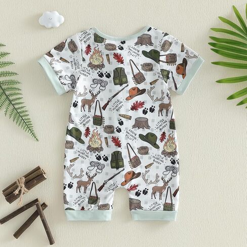 Newborn Baby Girl Boy Deer/Duck Hunting Summer Clothes Little Hunting Buddy Jumpsuit Romper Zip Bodysuit Coming Home in Saudi Arabia