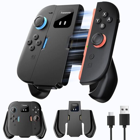 Transnovo Switch 2 Charging Grip Controller Compatible with Nintendo Switch 2 Joycons (2025), Double-lock Switch 2 Joy-con Grip with USB C Cable & LED Indicator, Controller Charger for Switch 2 Owners in Saudi Arabia
