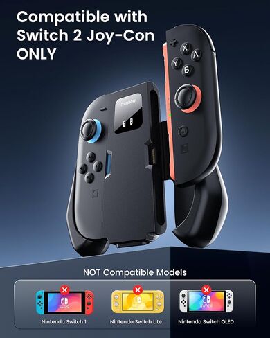 Transnovo Switch 2 Charging Grip Controller Compatible with Nintendo Switch 2 Joycons (2025), Double-lock Switch 2 Joy-con Grip with USB C Cable & LED Indicator, Controller Charger for Switch 2 Owners in Saudi Arabia