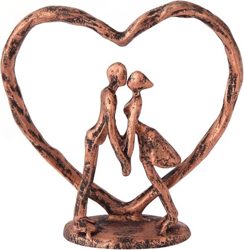 25th/Silver Anniversary Wedding Gifts for Wife/Her/Him,Valentine's Day/Birthday/Wedding Gifts for Couples,Handcrafted Antique Silver Metal Couple Statue Decor,Heart Sculpture/Figurine in Saudi Arabia