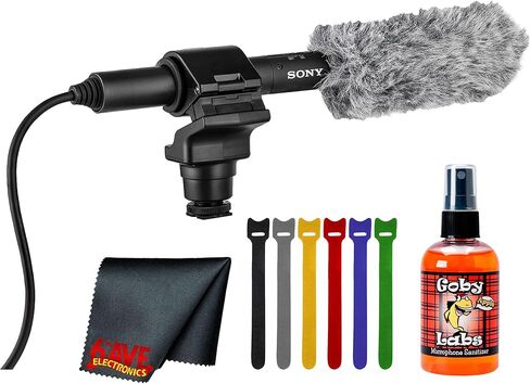 Sony ECM-CG50 Professional Microphone Bundle | Compact Supercardioid Condenser with Low-Cut Filter & Low Handling Noise (ECM-CG50BP) + Microphone Cleaner + Cable Ties + More (Renewed) in Saudi Arabia