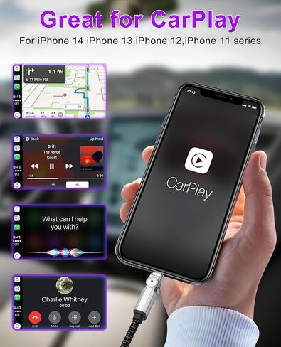 90 Degree iPhone Charger USB C Lightning Cable with 180° Rotating Head - 6.6FT Right Angle Lightning Cable Swivel Charger with MFi, 3A Fast Charging, Data Sync, Apple Carplay for iPhone14 13 12 11 X in Kuwait
