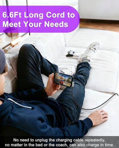 90 Degree iPhone Charger USB C Lightning Cable with 180° Rotating Head - 6.6FT Right Angle Lightning Cable Swivel Charger with MFi, 3A Fast Charging, Data Sync, Apple Carplay for iPhone14 13 12 11 X in Kuwait