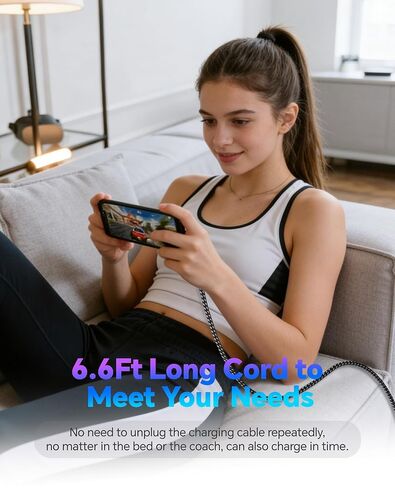 90 Degree Lightning Cable with 180° Rotating iPhone Charger Head - 6.6FT Right Angle Lightning Cable Swivel Charger Cord with MFi, 2.4A Fast Charging, Data Sync, Apple Carplay for iPhone14 13 12 11 X in Kuwait