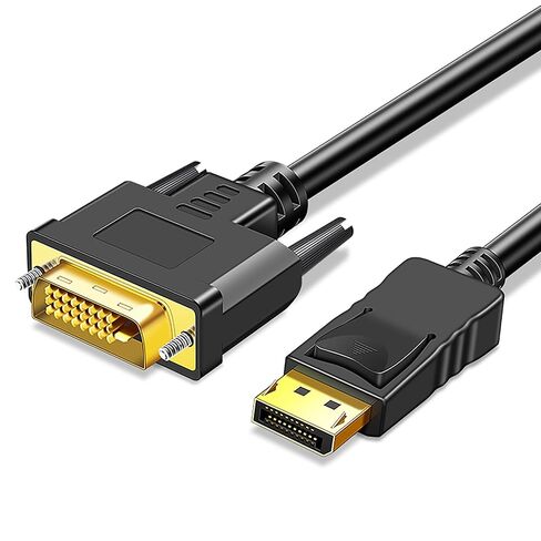 كابل DisplayPort إلى DVI بطول 6 أقدام، محول منفذ العرض إلى DVI ذكر إلى ذكر كابل سلك مطلي بالذهب للكمبيوتر الشخصي والكمبيوتر المحمول والتلفزيون عالي الدقة وجهاز العرض والشاشة in Saudi Arabia
