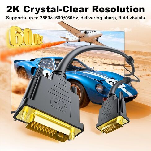 24+1 DVI to D-V-I Cable 5FT, Dual Link DVI Male to Male Digital Video Cable, Supports 2560x1600, for Gaming, DVD, Laptops, HDTV and Projector in Saudi Arabia
